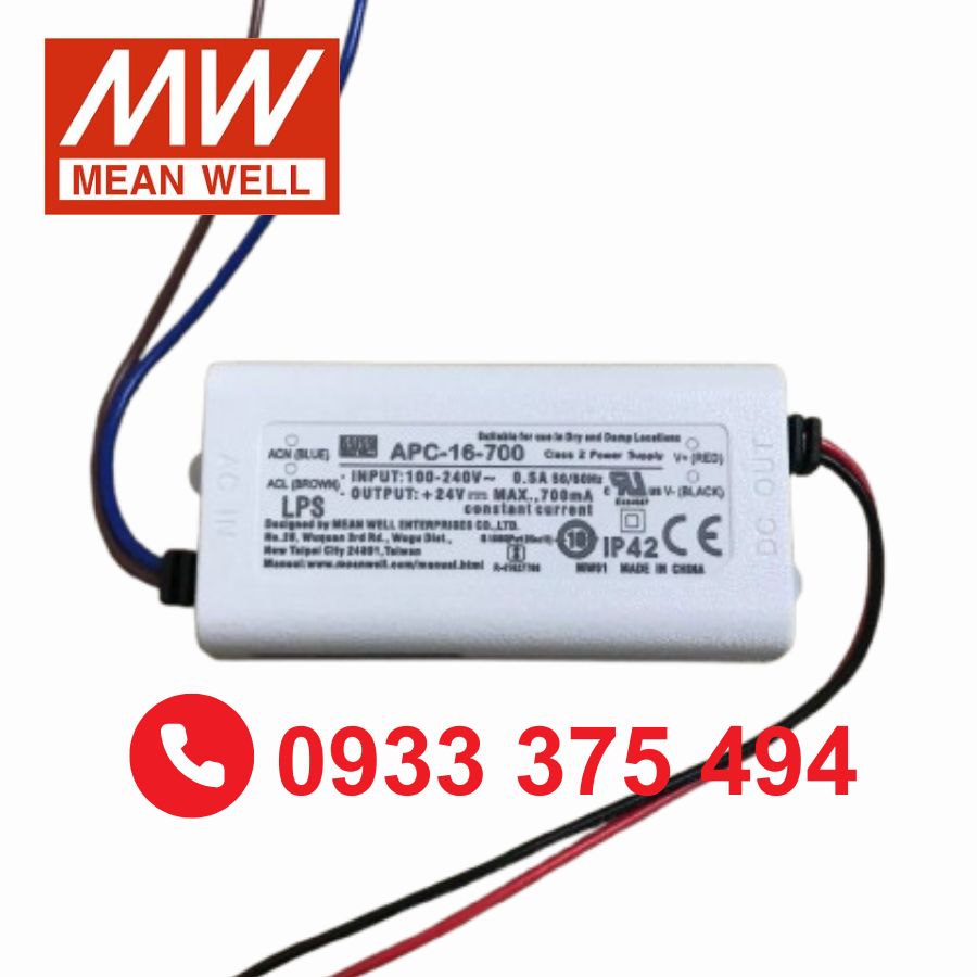 APC-16-350 | Nguồn Meanwell APC-16-350 (16.8W 12~48V 0.35A)