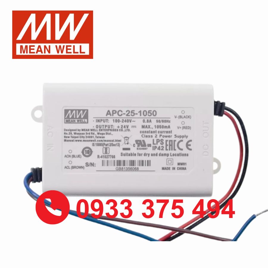 APC-25-350 | Nguồn Meanwell APC-25-350 (24.5W 25~70V 0.35A)
