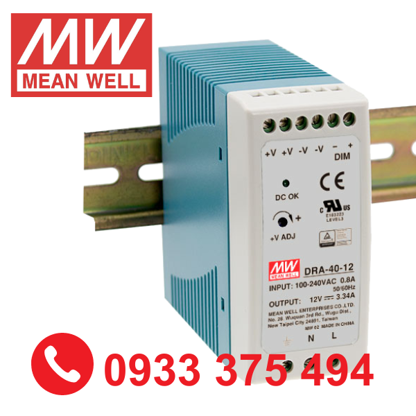 DRA-40-24| Nguồn Meanwell DRA-40-24 ( 40.8W 24V 1.7A )