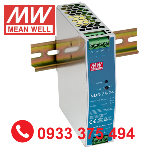 NDR-75-48| Nguồn Meanwell NDR-75-48 ( 76.8W 48V 1.6A )